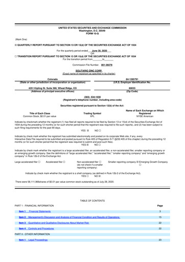 Thumbnail Solitario Resources
 10-Q Quarterly Report FY2020 