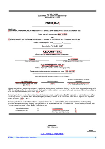 Thumbnail Celcuity Inc. 10-Q Quarterly Report FY 