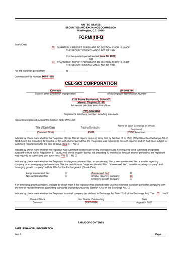 Thumbnail Cel-Sci

 10-Q Quarterly Report FY 