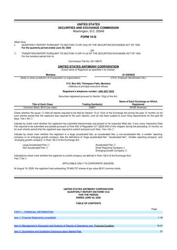Thumbnail United States Antimony Corporation 10-Q Quarterly Report FY2020 
