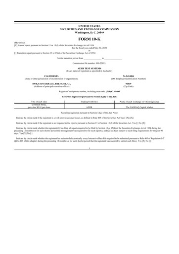 Thumbnail Aehr Test Systems 10-K Annual Report 2020