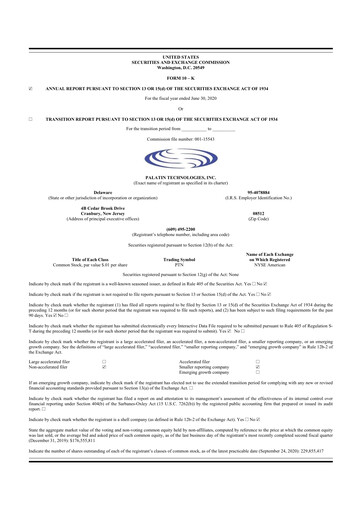 Thumbnail Palatin Technologies 10-K Annual Report 2020