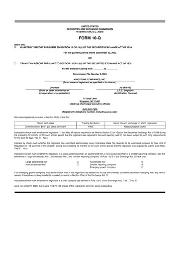 Thumbnail Kingstone Companies 10-Q Quarterly Report FY2020 