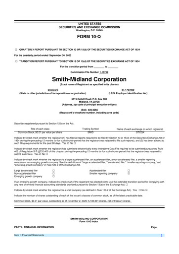Thumbnail Smith-Midland Corporation 10-Q Quarterly Report FY2020 