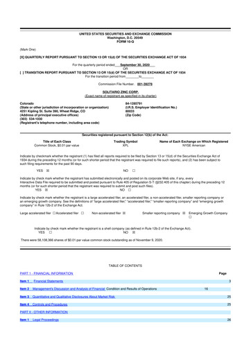 Thumbnail Solitario Resources
 10-Q Quarterly Report FY2020 