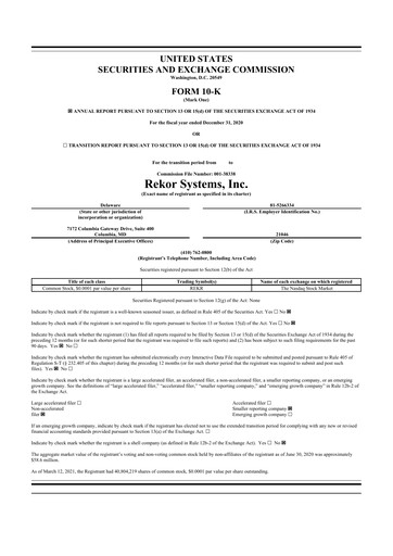 Thumbnail Rekor Systems 10-K Annual Report 2020