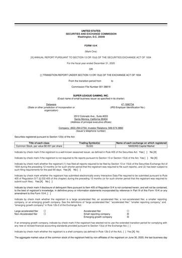 Thumbnail Super League Enterprise 10-K Annual Report 2020