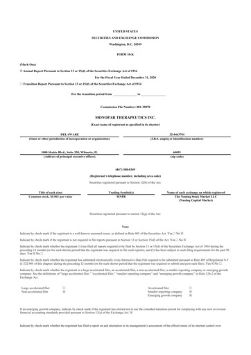 Thumbnail Monopar Therapeutics 10-K Annual Report 2020