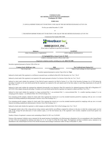 Thumbnail HireQuest 10-K Annual Report 2020