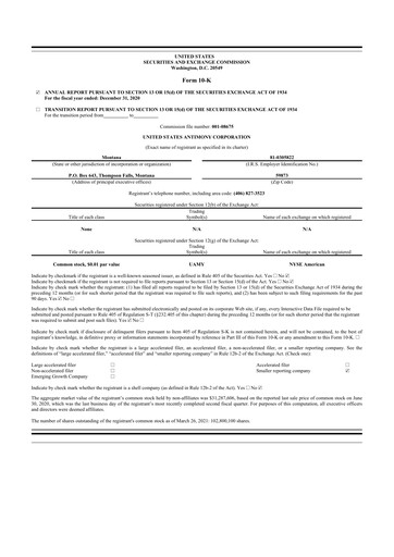 Vorschaubild United States Antimony Corporation 10-K Jahresbericht 2020