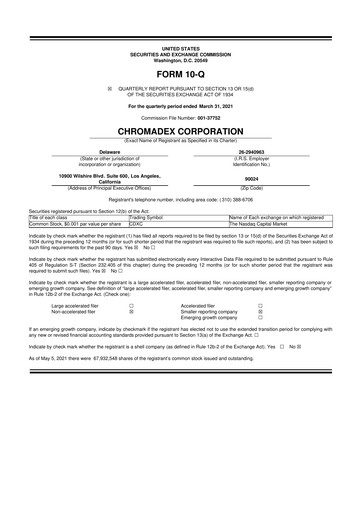 Thumbnail Niagen Bioscience 10-Q Quarterly Report FY2021 