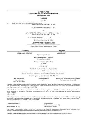 Vorschaubild LightPath Technologies 10-Q Quartalsbericht 2021 
