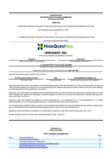 Miniature HireQuest 10-Q Rapport trimestriel 2021 