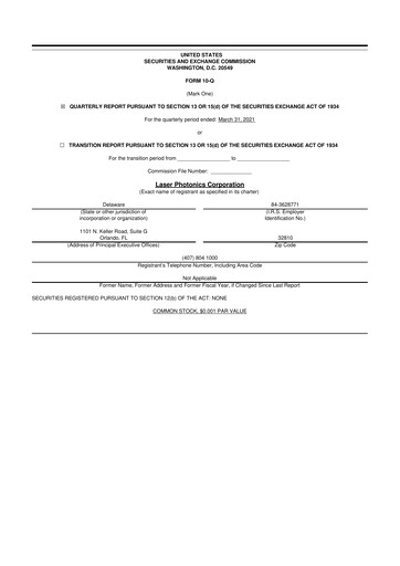 Vorschaubild Laser Photonics 10-Q Quartalsbericht 2021 
