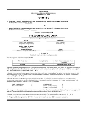 Vorschaubild Freedom Holding 10-Q Quartalsbericht 2022 