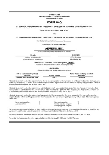 Thumbnail Aemetis 10-Q Quarterly Report FY2021 