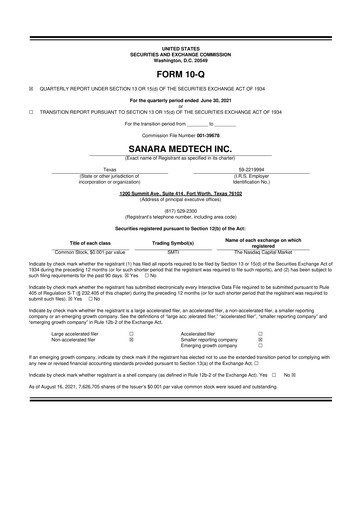 Thumbnail Sanara MedTech 10-Q Quarterly Report FY2021 