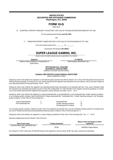 Thumbnail Super League Enterprise 10-Q Quarterly Report FY2021 