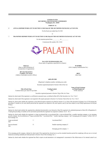 Thumbnail Palatin Technologies 10-K Annual Report 2021