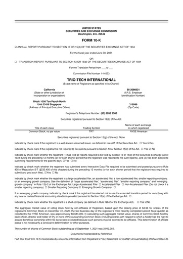 Thumbnail Trio-Tech International 10-K Annual Report 2021