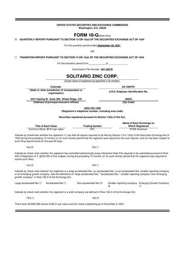 Thumbnail Solitario Resources
 10-Q Quarterly Report FY2021 