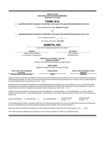 Thumbnail Aemetis 10-Q Quarterly Report FY2021 