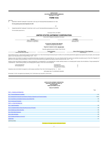 Thumbnail United States Antimony Corporation 10-Q Quarterly Report FY2021 