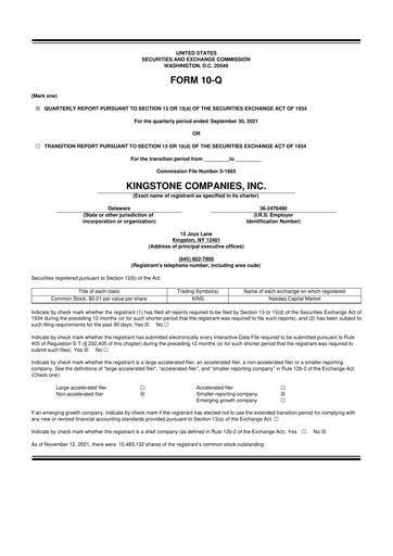 Thumbnail Kingstone Companies 10-Q Quarterly Report FY2021 