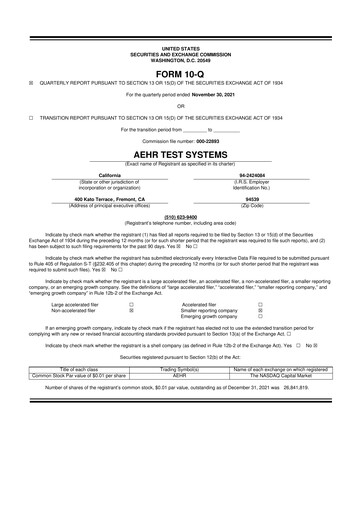 Thumbnail Aehr Test Systems 10-Q Quarterly Report FY2022 