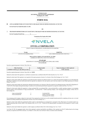 Miniature Envela Corporation 10-K Rapport annuel 2022