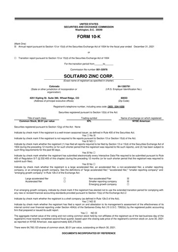 Thumbnail Solitario Resources
 10-K Annual Report 2021