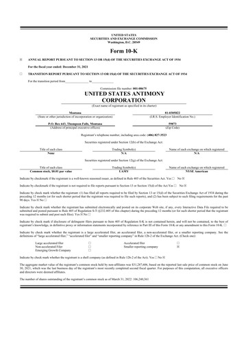 Vorschaubild United States Antimony Corporation 10-K Jahresbericht 2022