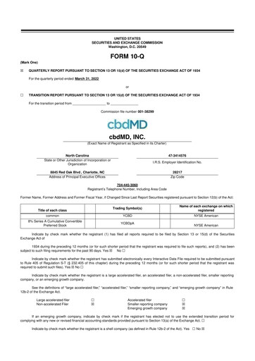 Thumbnail cbdMD 10-Q Quarterly Report FY2022 