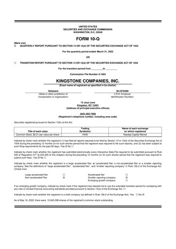 Thumbnail Kingstone Companies 10-Q Quarterly Report FY2022 