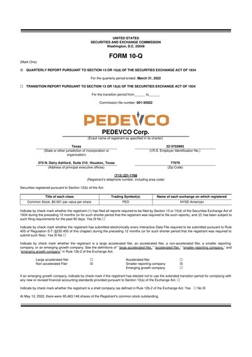 Thumbnail PEDEVCO
 10-Q Quarterly Report FY2022 