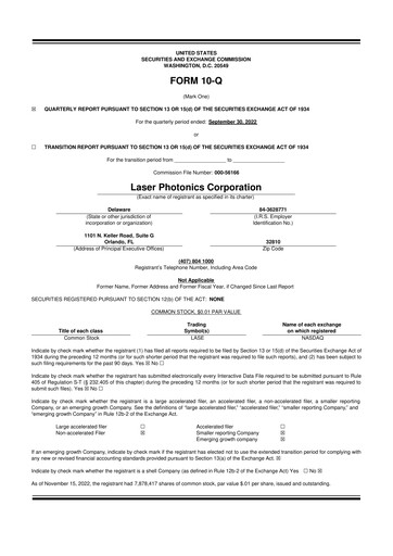 Vorschaubild Laser Photonics 10-Q Quartalsbericht 2022 