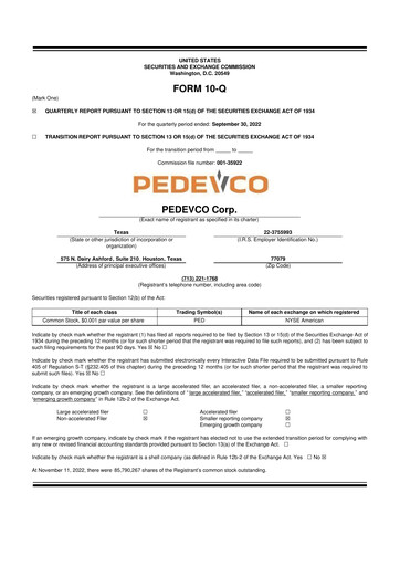 Thumbnail PEDEVCO
 10-Q Quarterly Report FY2022 