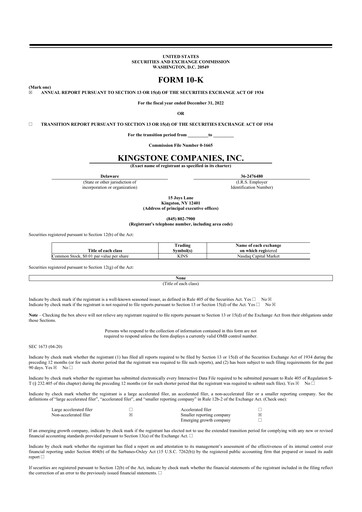 Thumbnail Kingstone Companies 10-K Annual Report 2022