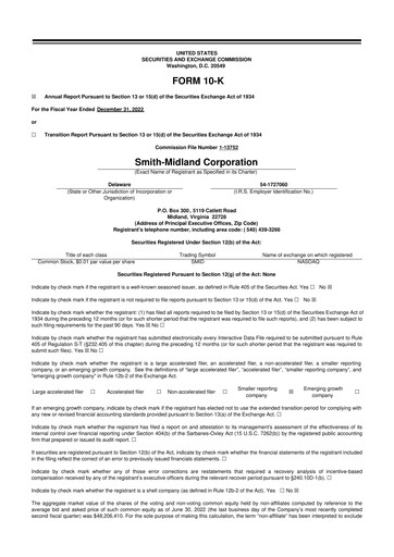 Thumbnail Smith-Midland Corporation 10-K Annual Report 2022