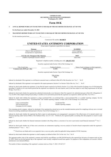 Vorschaubild United States Antimony Corporation 10-K Jahresbericht 2022