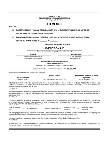 Thumbnail Ur-Energy 10-Q Quarterly Report FY2023 