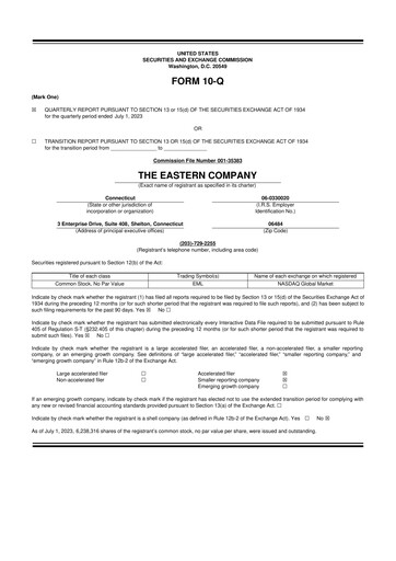 Thumbnail The Eastern Company 10-Q Quarterly Report FY2023 