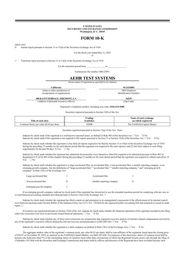 Thumbnail Aehr Test Systems 10-K Annual Report 2023