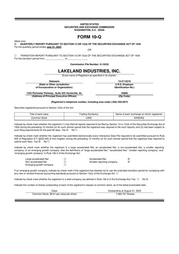 Thumbnail Lakeland Industries
 10-Q Quarterly Report FY2024 