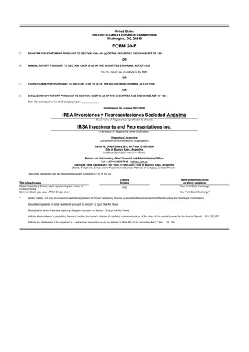 Thumbnail IRSA Inversiones y Representaciones 20-F Annual Report 2023