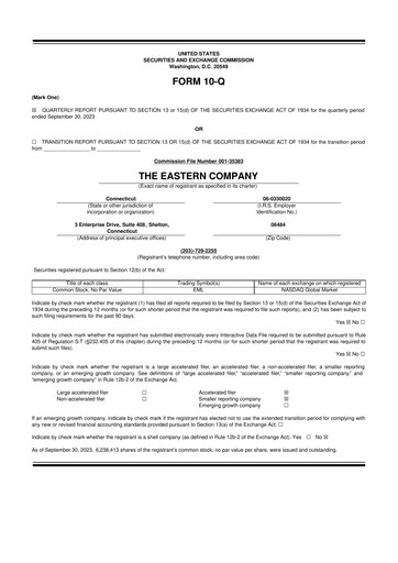 Thumbnail The Eastern Company 10-Q Quarterly Report FY2023 