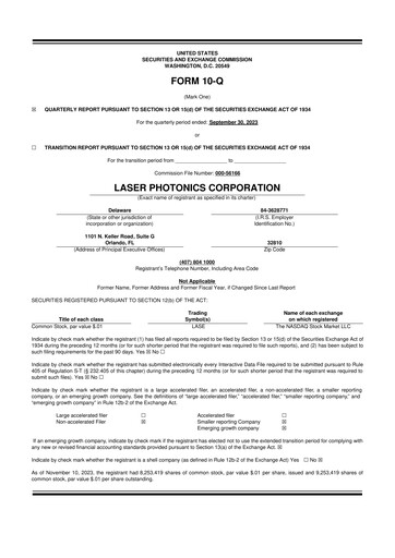 Vorschaubild Laser Photonics 10-Q Quartalsbericht 2023 