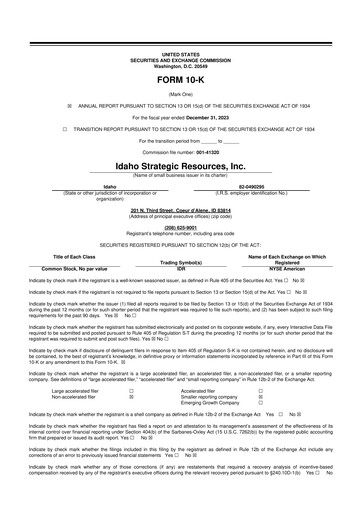 Thumbnail Idaho Strategic Resources 10-K Annual Report 2023