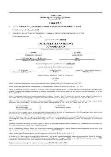 Vorschaubild United States Antimony Corporation 10-K Jahresbericht 2023