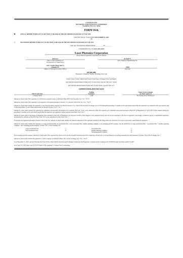 Thumbnail Laser Photonics 10-K Annual Report 2023